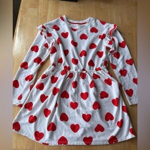 Dress long sleeved  girls 14/16 XL preteen hearts red white Valentine’s Day